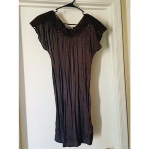 Brown Sequined Tshirt Dress